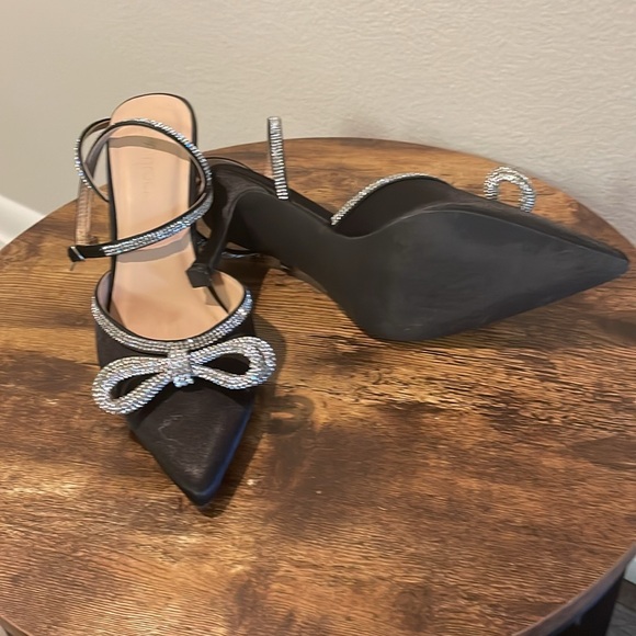 I am selling a pair of black “Ainrock” rhinestone sling back high heels - Picture 3 of 5